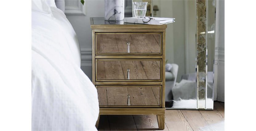 Gatsby Mirrored Gold 3 Drawer Bedside